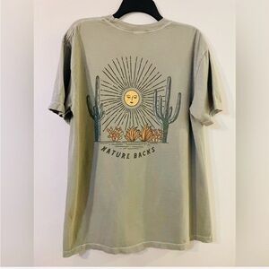 Nature Backs Comfort Colors Graphic Light Olive Gray Cactus Tee Sz L